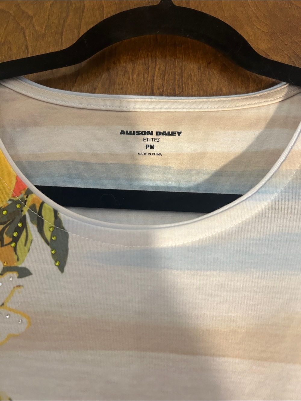 Allison Daley Coastal Village Scenic Short-Sleeve Top in Blue, Cream, Orange - Picture 2 of 7